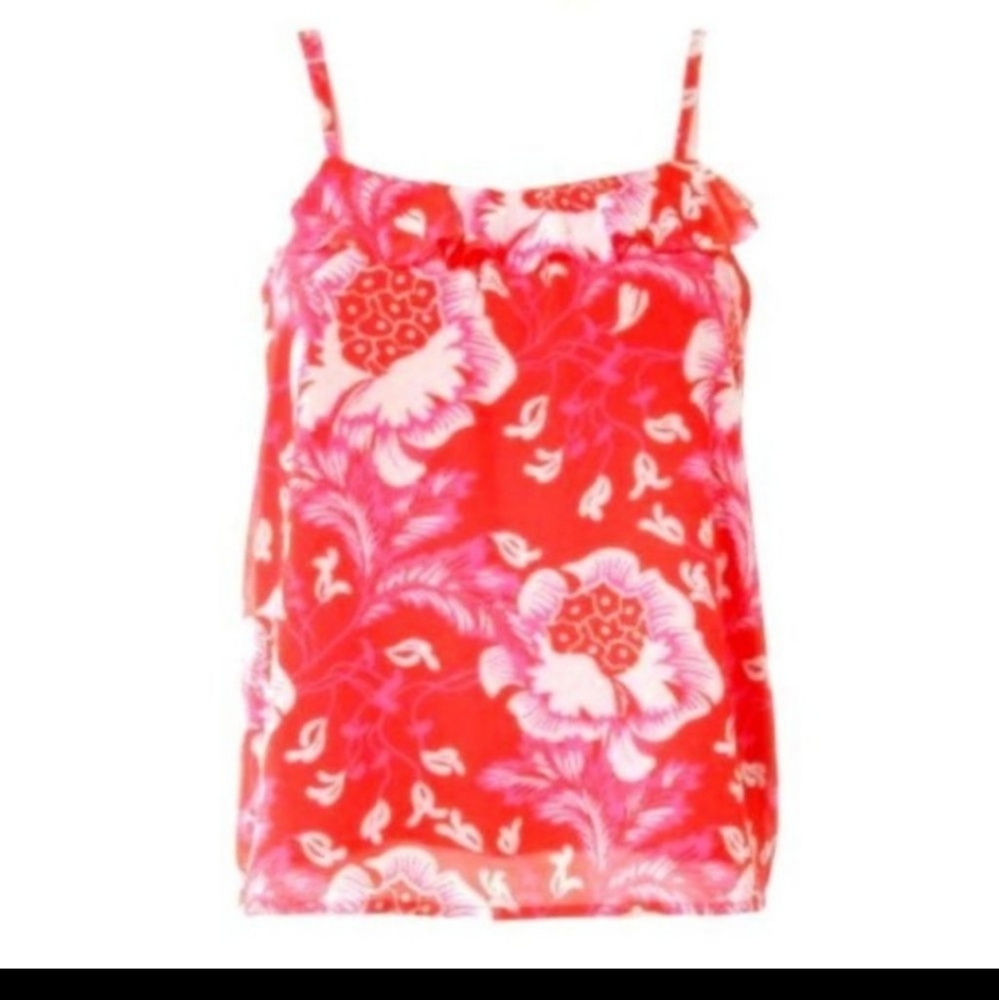 Juicy Couture Spaghetti Strap Camisole Orange, Pink, Floral, Tank Top